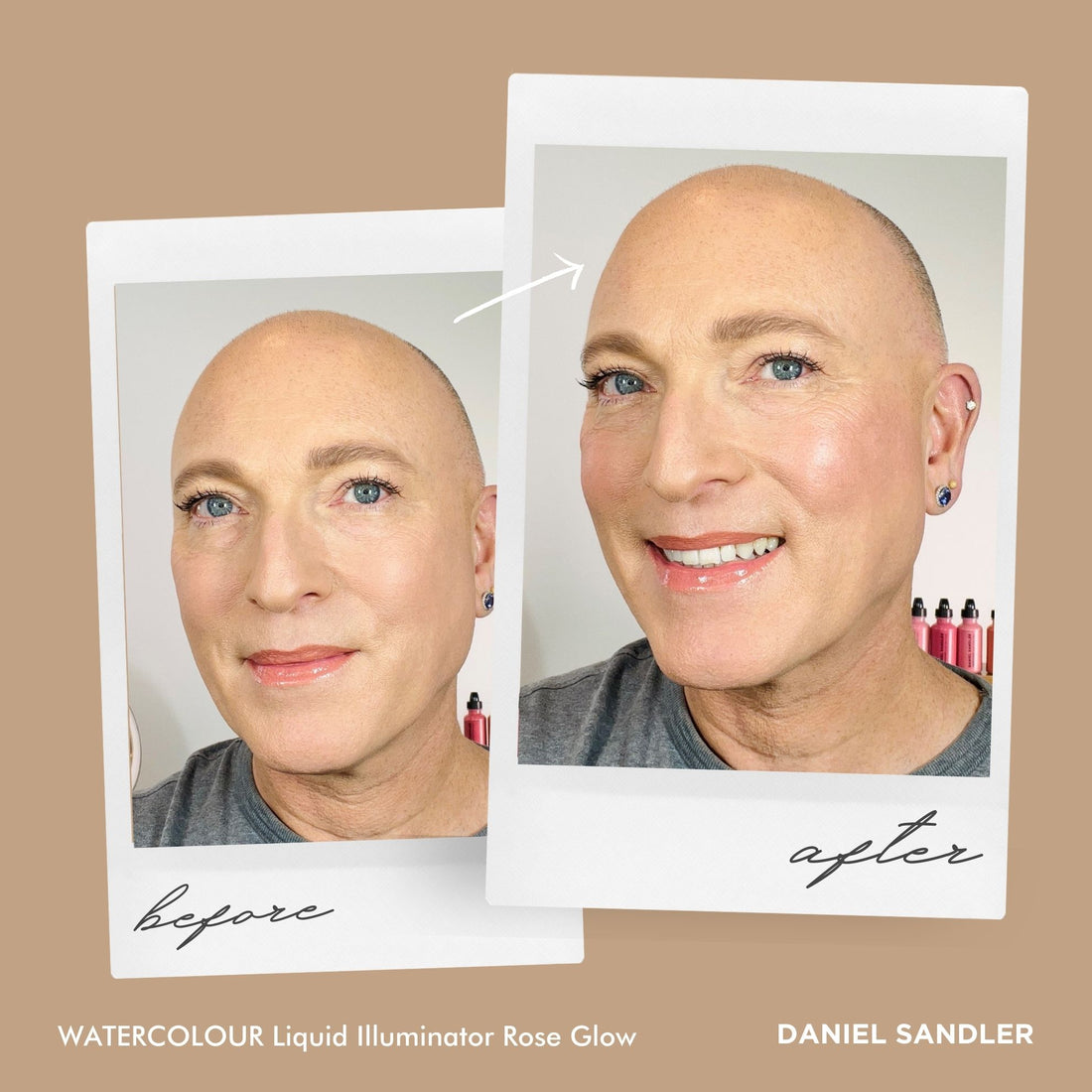 Watercolour Liquid Illuminator Golden Glow Before After